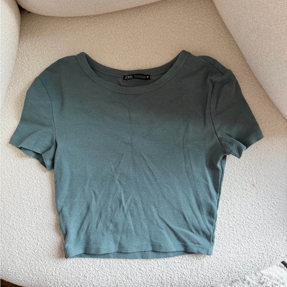 Zara Women's Teal Short Sleeve Top
